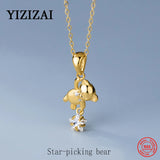 Star Bear Silver Pendant Necklace Women Gold-Plated Jewelry Gift
