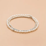 Double Layer Pearl Bracelet 925 Silver Punk Style Women Jewelry