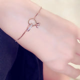Women's Double Ring Pendent Bracelet CZ Brasselet