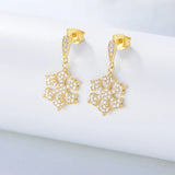 925 Silver Snowflake Stud Earrings - Christmas Crystal Jewelry