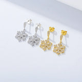 925 Silver Snowflake Stud Earrings - Christmas Crystal Jewelry