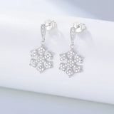 925 Silver Snowflake Stud Earrings - Christmas Crystal Jewelry