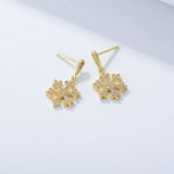 925 Silver Snowflake Stud Earrings - Christmas Crystal Jewelry