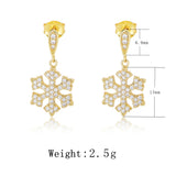 925 Silver Snowflake Stud Earrings - Christmas Crystal Jewelry