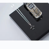 925 Sterling Silver Airplane Pendant Necklace Crystal Aircraft Jewelry
