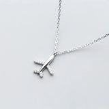925 Silver Airplane Pendant Necklace Crystal Aircraft Jewelry