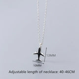925 Sterling Silver Airplane Pendant Necklace Crystal Aircraft Jewelry