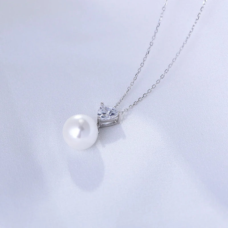 925 Silver Chain Pendant Necklace with Pearl