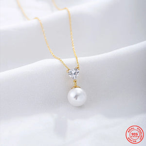 925 Silver Chain Pendant Necklace with Pearl