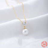 925 Silver Chain Pendant Necklace with Pearl
