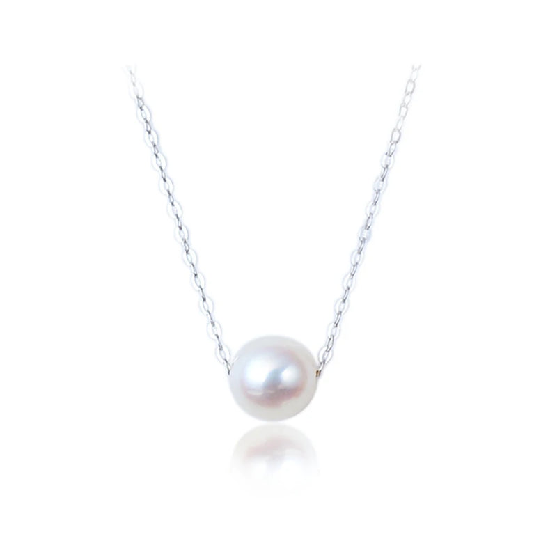 925 Silver Freshwater Pearl Necklace Pendant Women's Jewelry Gift