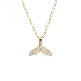 925 Sterling Silver Sweet Ocean Fish Whale Tail Pendant Necklace