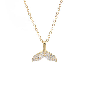 925 Sterling Silver Sweet Ocean Fish Whale Tail Pendant Necklace