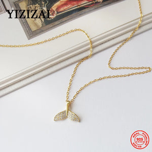 925 Sterling Silver Sweet Ocean Fish Whale Tail Pendant Necklace