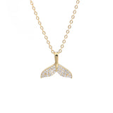 925 Sterling Silver Sweet Ocean Fish Whale Tail Pendant Necklace