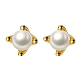 925 Silver Mini Crown Pearl Stud Earring Screw Ear Bone Nail Jewelry