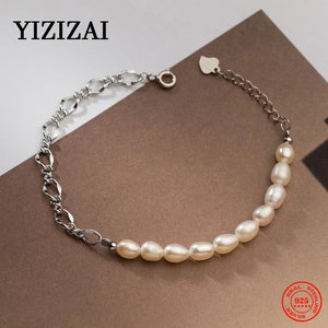 Baroque Pearl Bracelet with Punk Chain, Sterling Silver