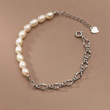 Baroque Pearl Bracelet with Punk Chain, Sterling Silver