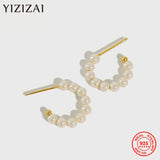 Freshwater Pearl Circle Hoop Earrings 925 Silver Jewelry