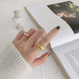 925 Silver Women 2 Pearl Rings Adjustable Gift For Girls Teens Lady's