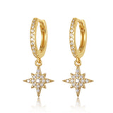 925 Sterling Silver Octagonal Star Hoop Earrings