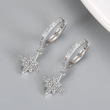 925 Sterling Silver Octagonal Star Hoop Earrings