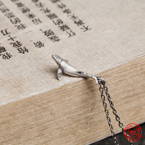925 Silver Vintage Whale Pendant Necklace for Men Women
