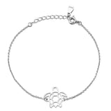 925 Silver Origami Turtle Pendant Chain Bracelet Tortoise Jewelry Gift