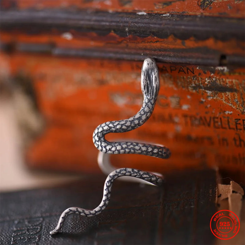 Punk Gothic Snake Clip Earring 925 Sterling Silver No Piercing