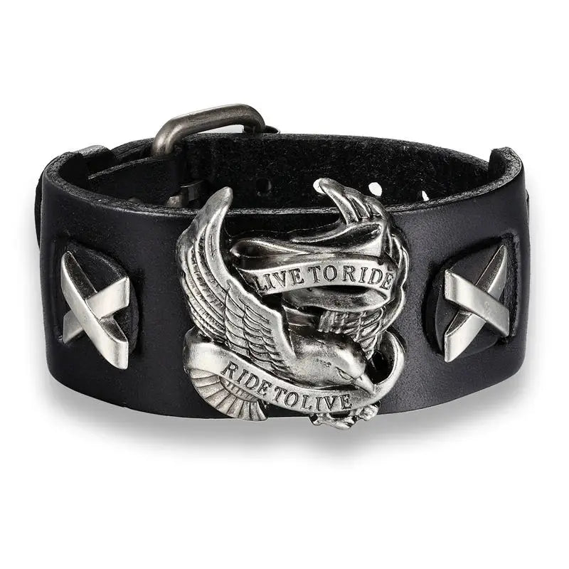 Punk Skull Retro Leather Bracelet Men Women
