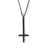 S925 Sterling Silver Inverted Cross Pendant Necklace Vintage Punk Style