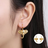 925 Silver Elephant Hoop Earrings Baroque Style Animal Party Jewelry