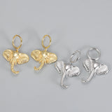 925 Silver Elephant Hoop Earrings Baroque Style Animal Party Jewelry