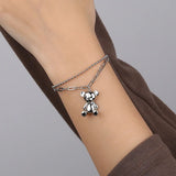925 Sterling Silver Bracelet for Women Double Layers Bear Charm Bracelets