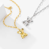 925 Sterling Silver Bracelet for Women Double Layers Bear Charm Bracelets