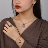 925 Sterling Silver Bracelet for Women Double Layers Bear Charm Bracelets