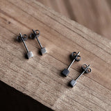 925 Sterling Silver Cube Stud Earrings Prevent Allergy Ear Jewelry Neo-Gothic