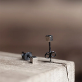 925 Sterling Silver Cube Stud Earrings Prevent Allergy Ear Jewelry Neo-Gothic