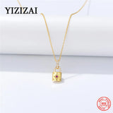 925 Silver Zircon Lock Pendant Necklace Romantic Lover Jewelry