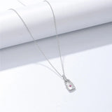 925 Silver Zircon Lock Pendant Necklace Romantic Lover Jewelry
