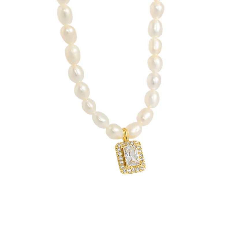 Natural Freshwater Pearl Necklace S925 Sterling Silver Pendant Necklace