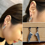 Punk Style 925 Silver Devil's Wings Stud Earring For Women