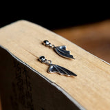 Punk Style 925 Silver Devil's Wings Stud Earring For Women
