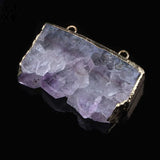 Natural Raw Crystal Geode Pendant Purple Amethysts Stone Charms Jewelry