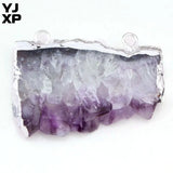 Silver Plated Amethyst Geode Slice Pendant Charm Jewelry