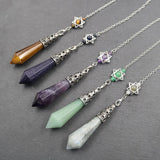 YJXP 12 Faceted Cone Pendulum Dream Catcher Chain Natural Crystal Stone Pillar