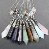 YJXP 12 Faceted Cone Pendulum Dream Catcher Chain Natural Crystal Stone Pillar