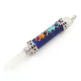 7 Chakra Natural Stone Crystal Wand Pendulum Reiki Balancing Gift