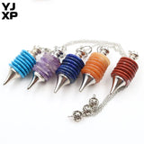 YJXP 7 Layer Stones Pendulum Pendants for Dowsing Divnation