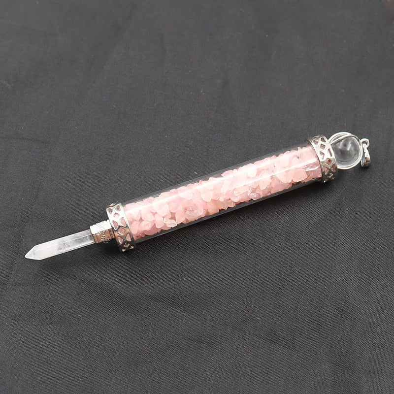 Clear Crystal Hexagonal Pillar Healing Point Wand Sceptre Jewelry